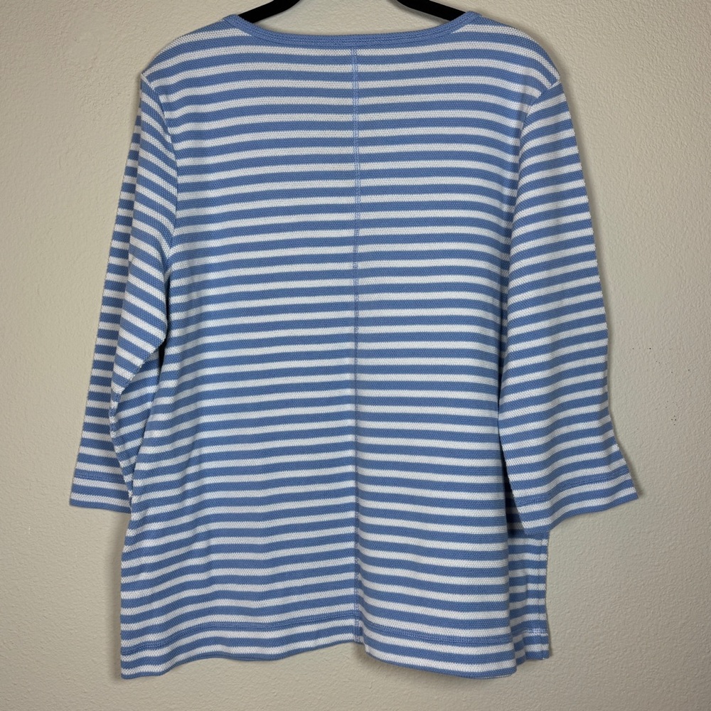 Talbots Striped Blue and White Top Size XL - Picture 4 of 6